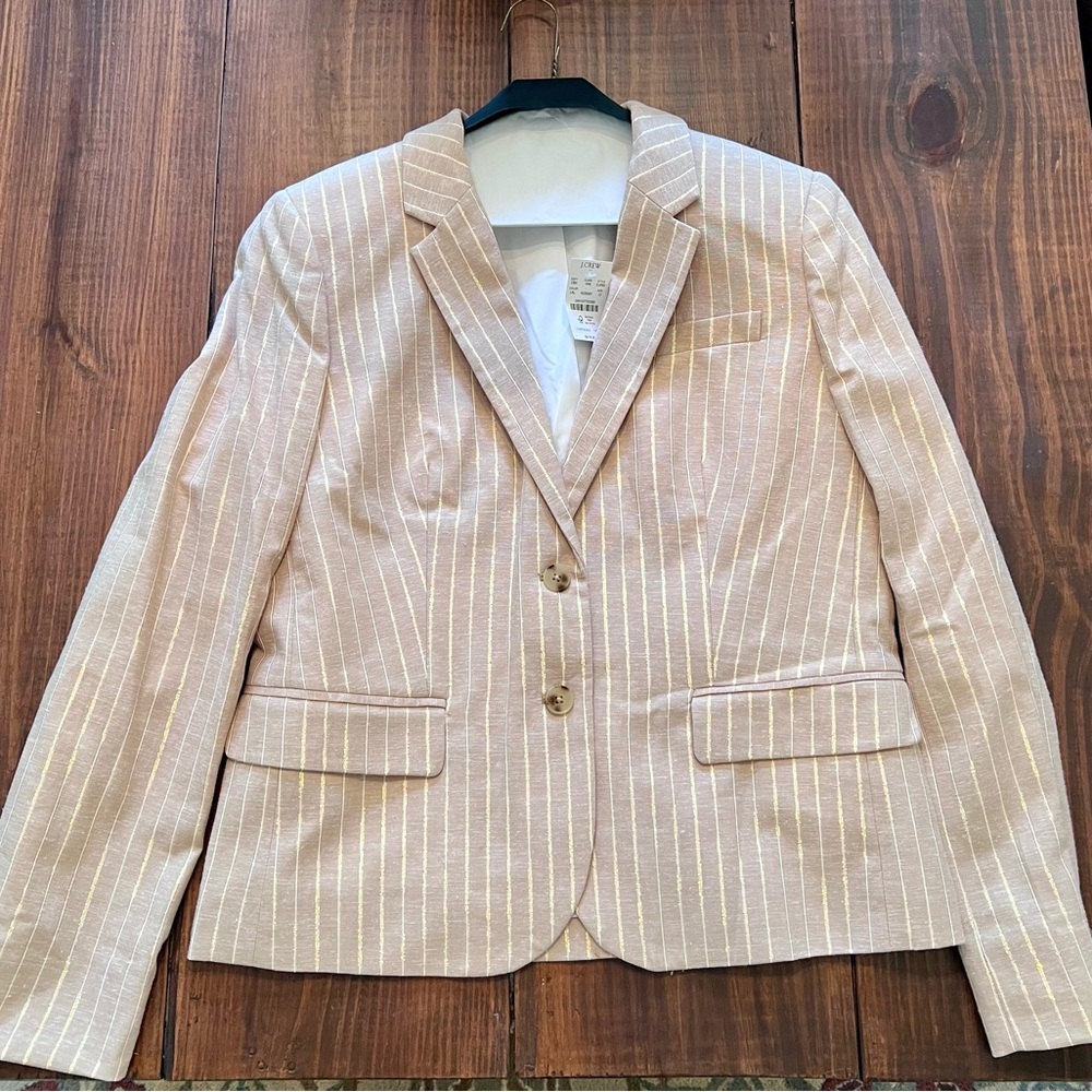 JCrew Women's Beige Pinstripe Blazer Jacket